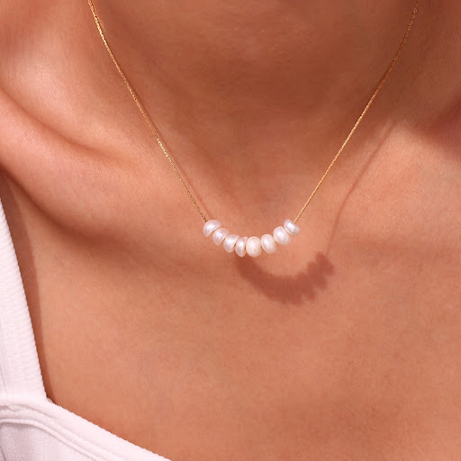 Title 7, Stainless Steel Plated 18K Gold Freshwater Pear...