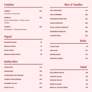 Rosella menu 