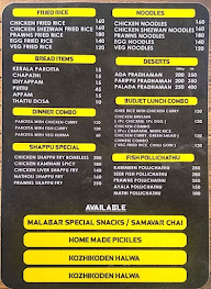 Malabar Thattukada menu 3