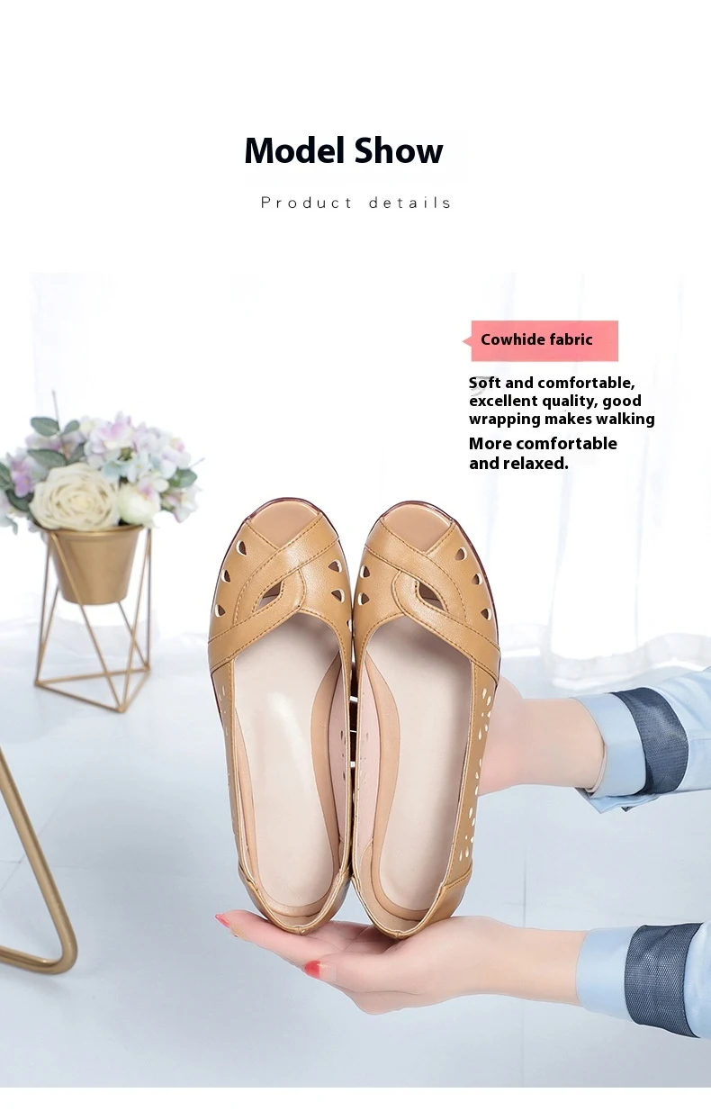Title 13, Sandali peep toe donna bassi, in pelle, comodi ...