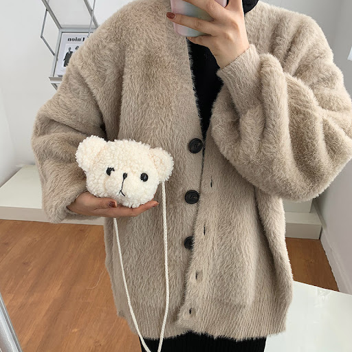 Title 4, Childrens Plush Bear Head Girls Purse, soft a...