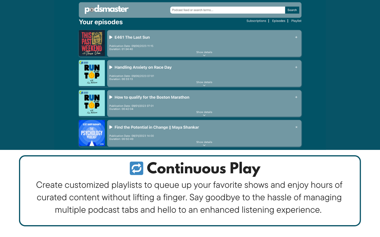 Podsmaster - Podcast Aggregator Chrome Extension Image 3