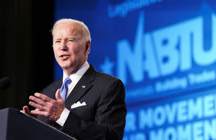 U.S. President Joe Biden addresses the North America’s Building Trades Unions (NABTU) Legislative Conference in Washington, U.S., Aprl 6, 2022.