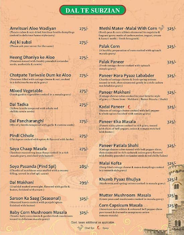 Pind Balluchi menu 