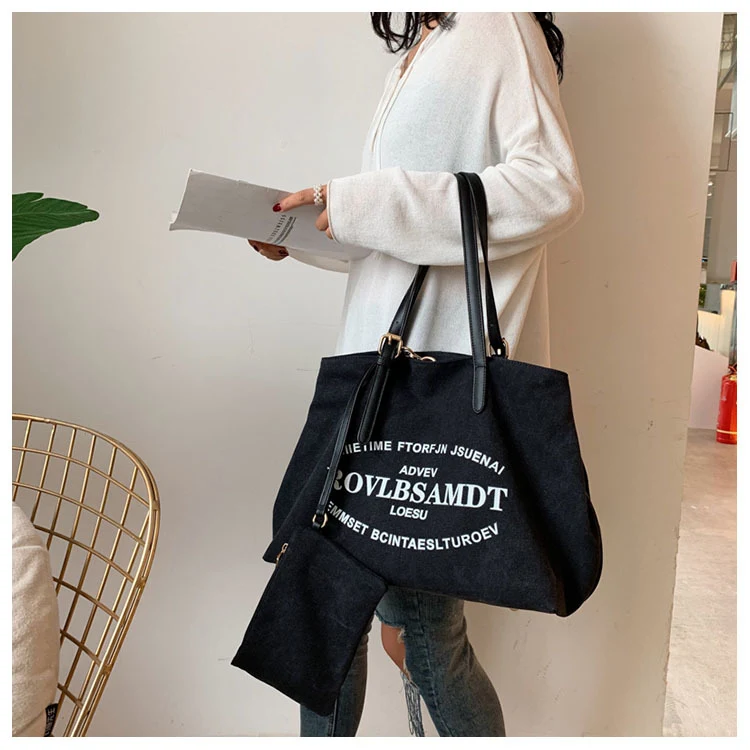 Bolso Tote de Lona para Mujer Gran Capacidad Moda Simple Bolso de Hombro Perfecto para Compras, Trabajo y Uso Diario, Elegante y Funcional