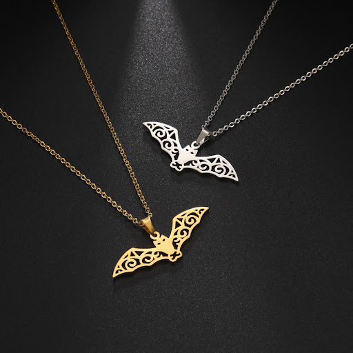 Title 5, Titanium Steel Hollow Pattern Bat Pendant 304 S...