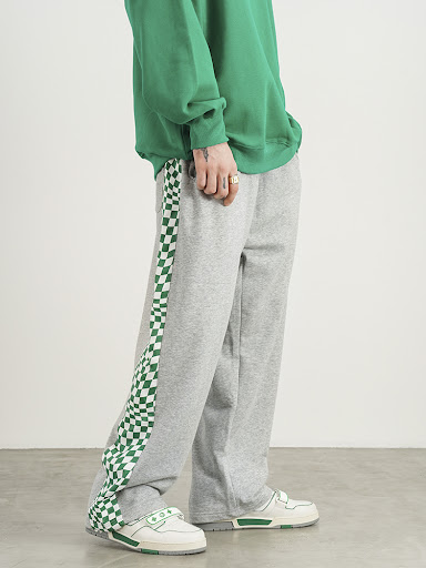 Title 2, Hip Hop Retro Chess Stitching Straight Loose Sw...