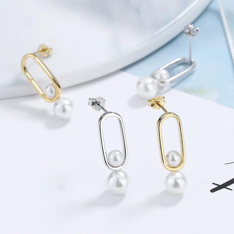 Boucles d'oreilles perles de mode en argent sterling S925, un accessoire féminin et élégant pour toutes les occasions, sublimant votre look.