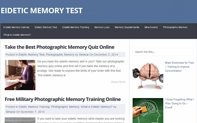 Eidetic Memory Test chrome extension