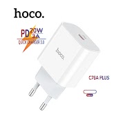 Củ Sạc Nhanh Hoco C76A Plus 1 Cổng Type - C Hỗ Trợ Sạc Nhanh 3A, Pd 20W, Tương Thích Với Nhiều Thiết Bị Điện Tử ( Eu )