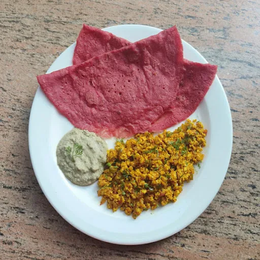 Vegan Tofu Bhurji With Beetroot Multigrain Dosa