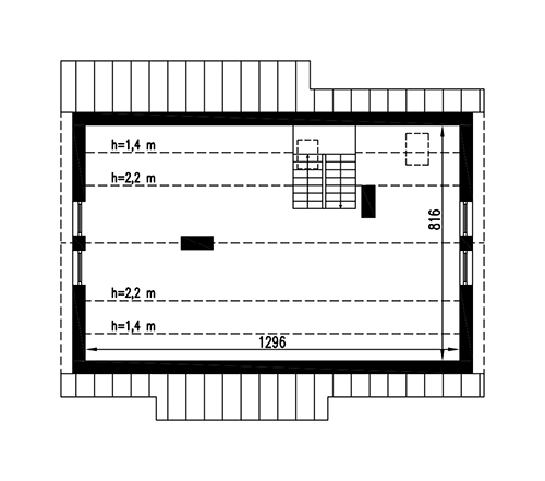 Szum morza - wariant III (etap I) - M141c - Rzut poddasza do indywidualnej adaptacji (65,3 m2 powierzchni użytkowej)