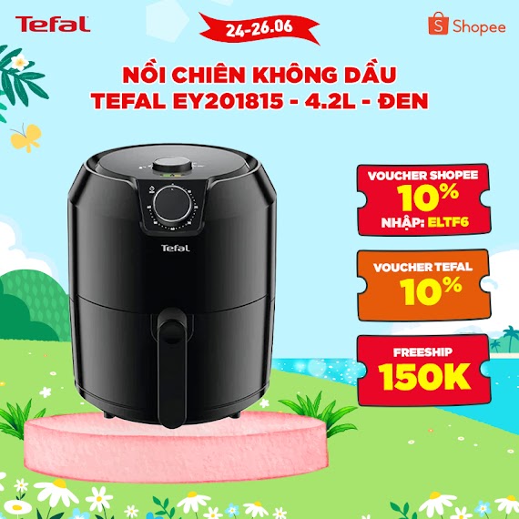 [Mã Eltf6 Giảm 10% Đơn 800K] Nồi Chiên Không Dầu Tefal Ey201815 - 4.2L - Đen