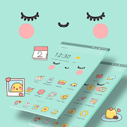 Download  Blue Cute Cartoon Sweet Face Theme 