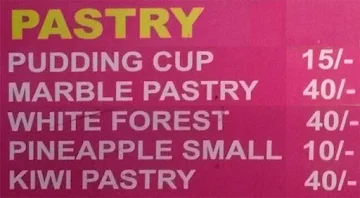 Rajdeep Cake & Pastry Shop menu 