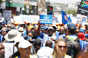 Protesters join the DA's march to Luthuli House in Johannesburg's city centre over chronic load-shedding implemented by the ANC government.