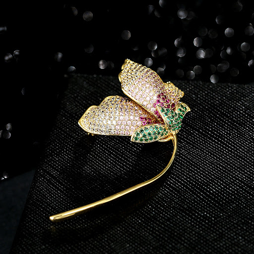 Title 1, Temperament Mixed Color Zircon Brooch Korean Su...