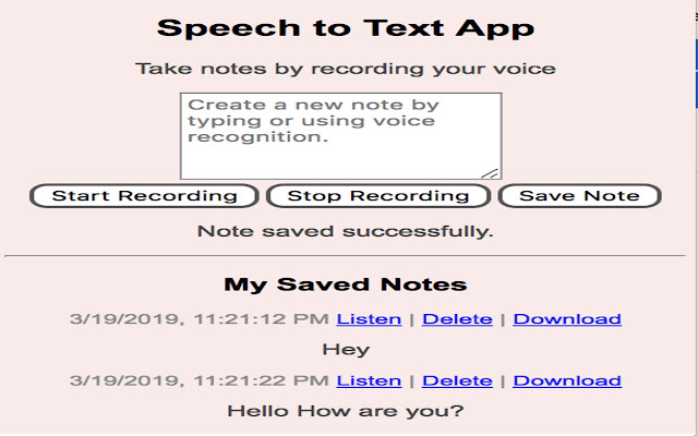 Speech to Text Note Manager