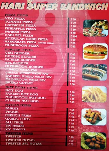 Hari Super Sandwich menu 