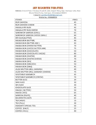 Jay Neelkanth Tea Stall menu 2