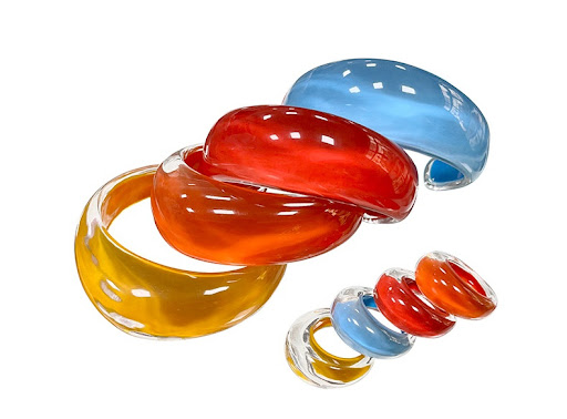 Title 3, French Color Glaze Open Resin Bracelet with Dri...