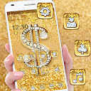 Golden Glitter Dollar Diamond Theme 1.1.1 APK Baixar