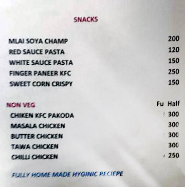 Tawa Restaurant menu 