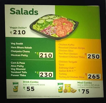 Subway menu 