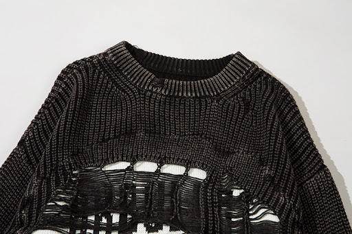 Title 12, Idle Style Ripped Washed Distressed Pullover Sw...