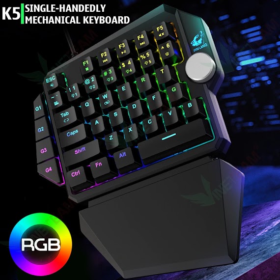 Bàn Phím Cơ 1 Tay Ziyoulang K5 39 Phím Hỗ Trợ Macro Blue Switch Rgb Chơi Game Pubg Mobile, Rules, Free Fire - Dc4691