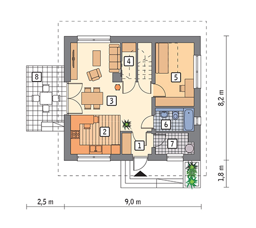 W sam raz - wariant I (etap I) - M251a - Rzut parteru