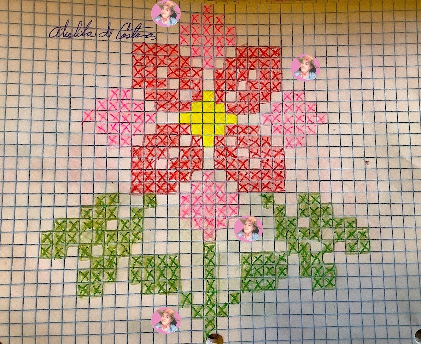 Esquema de flor en punto de cruz 