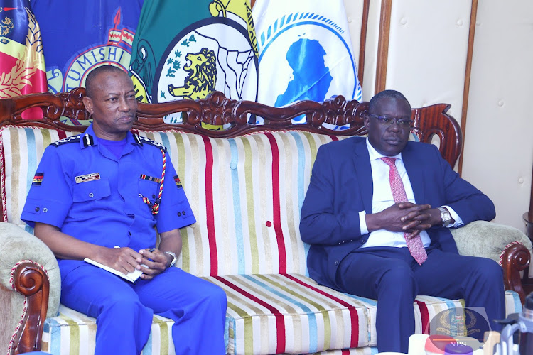 Officials during a visit by the head of Public Service Felix Kosgei to IG of Police Japheth Koome on Thursday, January 19, 2023.