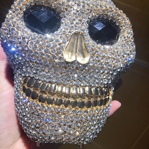 Title 2, Womens Diamond Skull Shape Dinner Organizer. P...