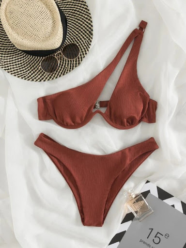 Title 4, Womens Seperated Swimwear Solid Color One Shou...