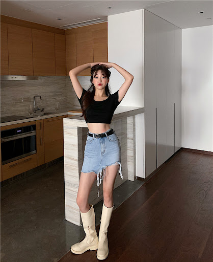 Title 3, Womens Denim Skirt Retro Irregular High Waist....