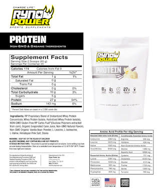 Ryno Power Premium Whey Protein Powder - Vanilla - 20 Servings (2 lbs.) alternate image 0