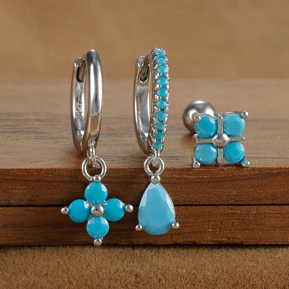 Title 11, Fashion Diamond-embedded Turquoise Earring Set ...