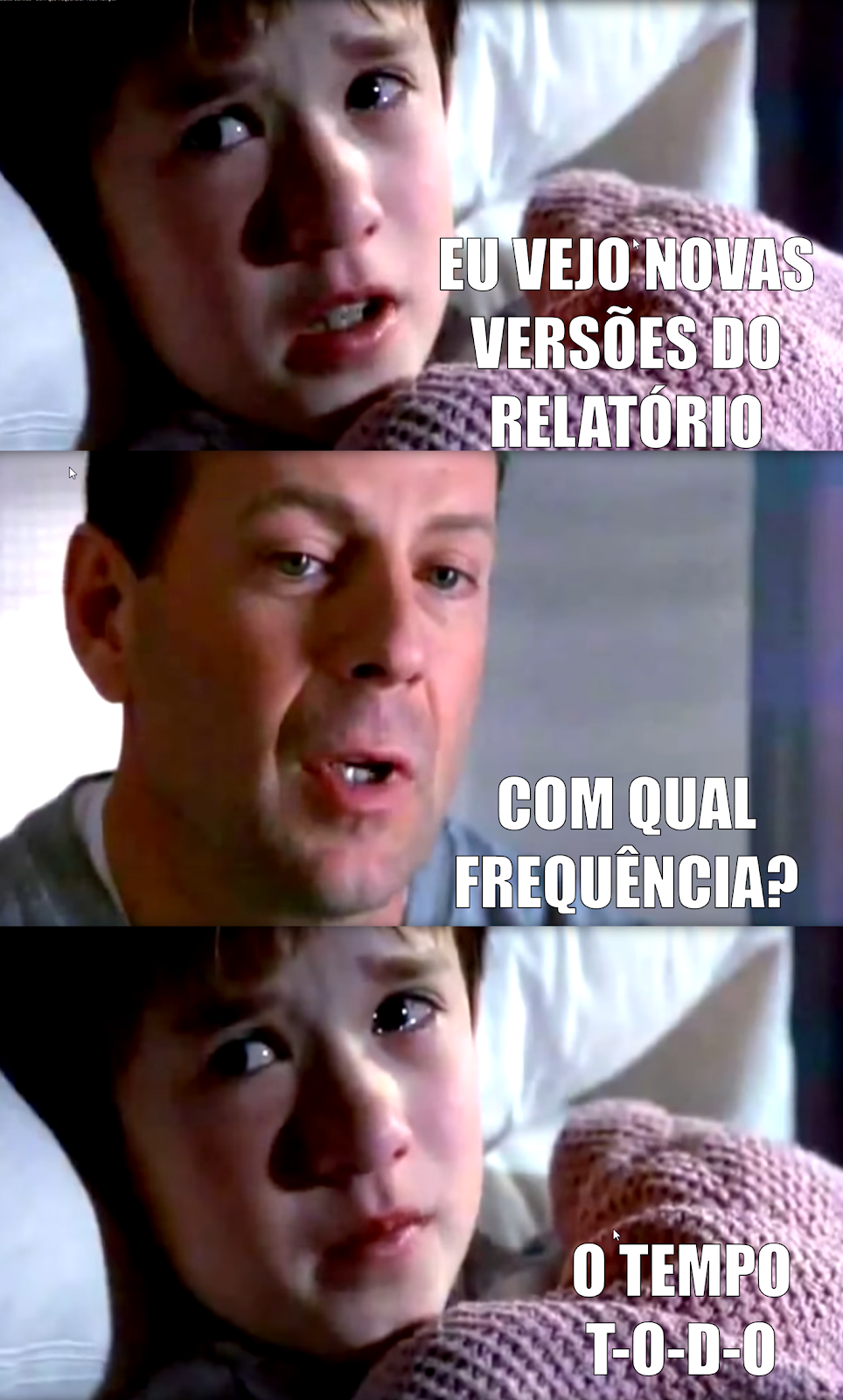 Eu vejo versões do relatório. Com qual frequência? O Tempo todo!