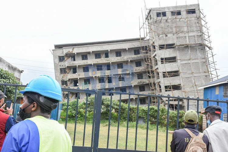 Building in Kinoo that collapsed before being demolished by authorities on September 3, 2021.