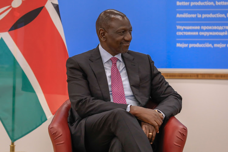 President William Ruto during a meeting with the Director General of the Food and Agriculture Organisation Qu Dongyu, Rome, Italy on January 30, 2024.