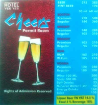 Cheers Bar menu 1