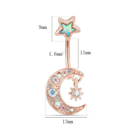 Title 5, Moon Star Stainless Steel Belly Button Ring. Du...
