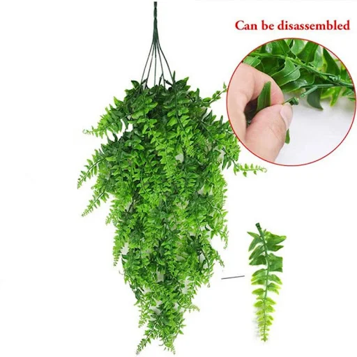 Aquarium Plant Ornament Reptile Fish Tank Durable No-Fade Artificial Plastic Fake Hanging Leaves Habitat Decor With Suck