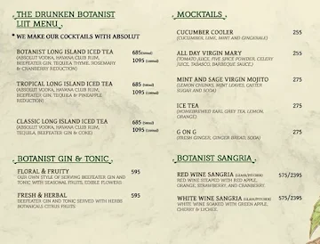 The Drunken Botanist menu 