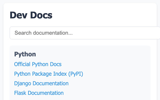Dev Docs Quick Access