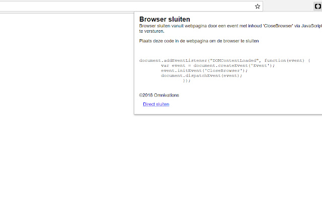 Browser sluiten chrome extension