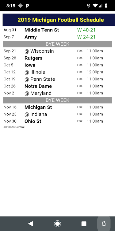 Michigan Football Schedule - 1.0 - (Android)