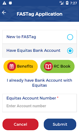 Screenshot Equitas FASTag App