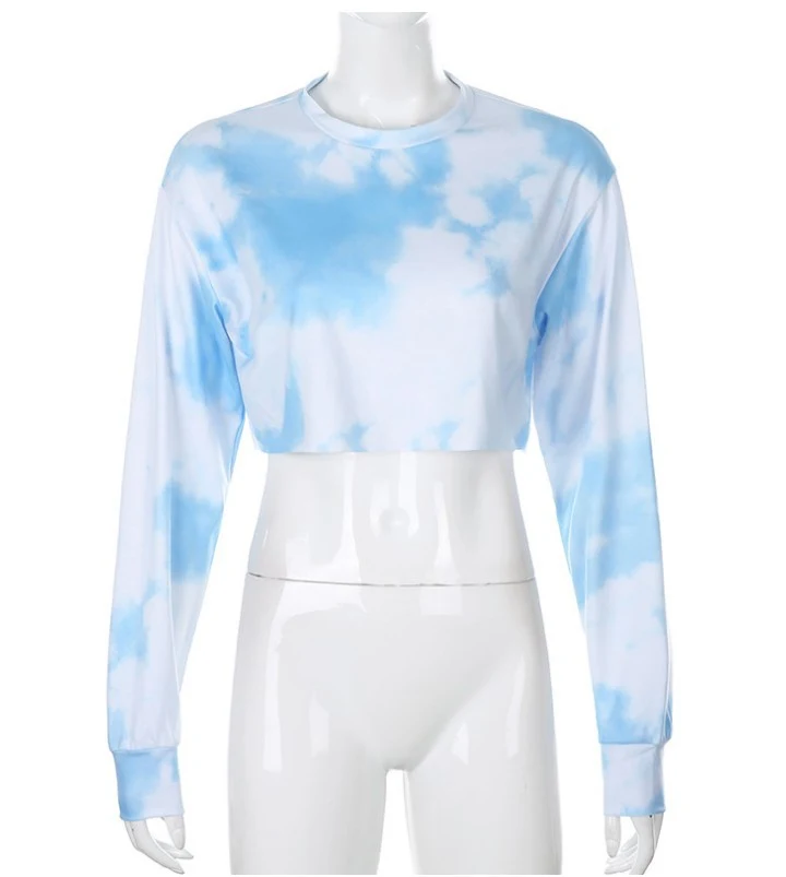 Sudadera corta tie-dye para mujer, estilo moderno y cómodo. Perfecta para un look casual y a la moda, ideal para cualquier ocasión.